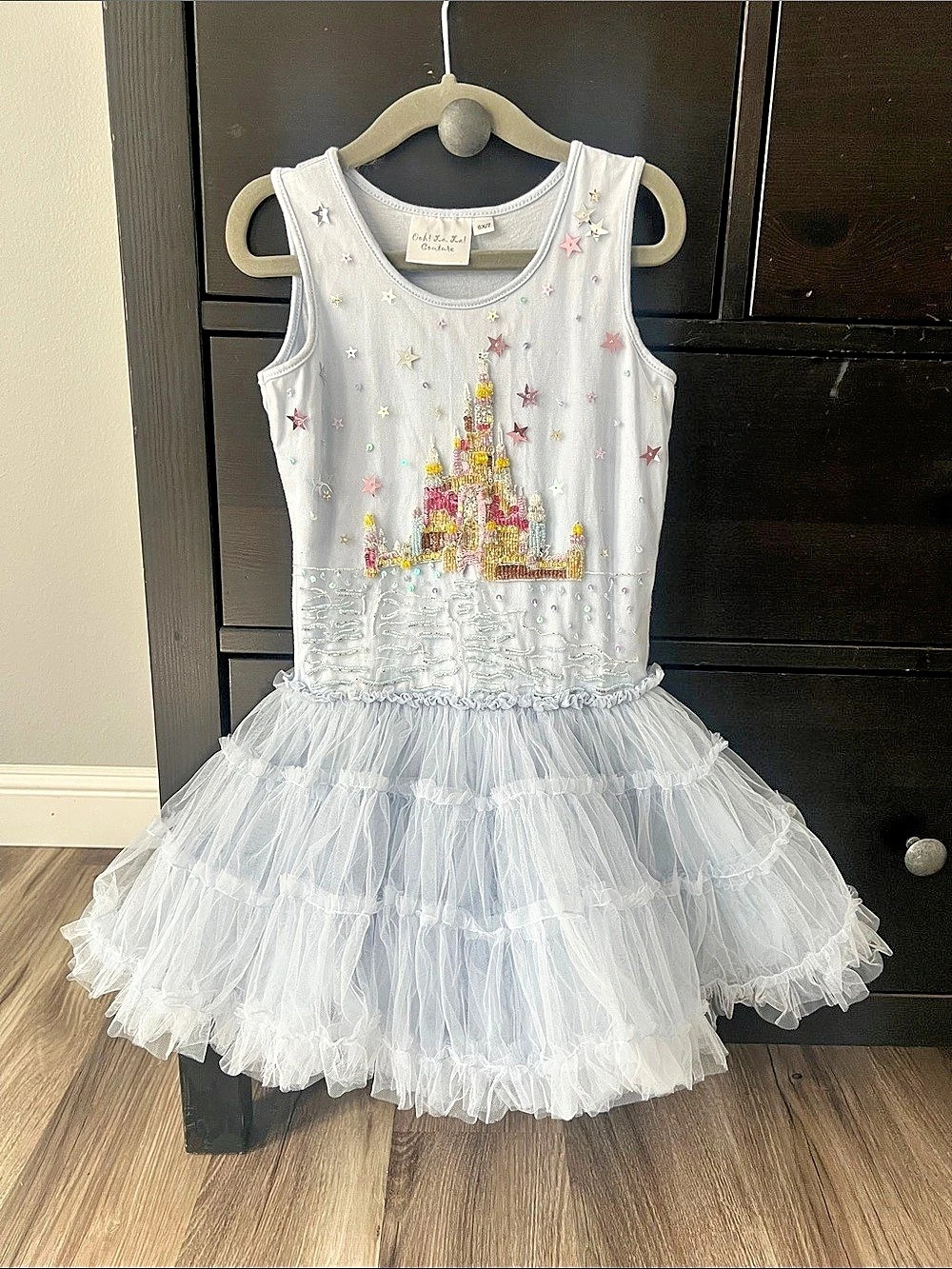 ❤️Ooh La! Couture Fairytale Castle Dress Girls 6X/7 White & Pink